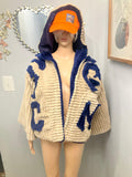 One-of-One Beige & Navy Textured Hooded Jacket – Medium | Limited Streetwear Drop